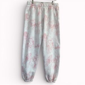Lazy Pants Pink & White Pastel Tie-Dye Cozy Jogger Sweatpants M